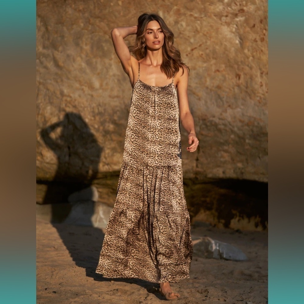 🆕Trish Scully Alexa Maxi Dress Leopard Print Size 10 NWOT